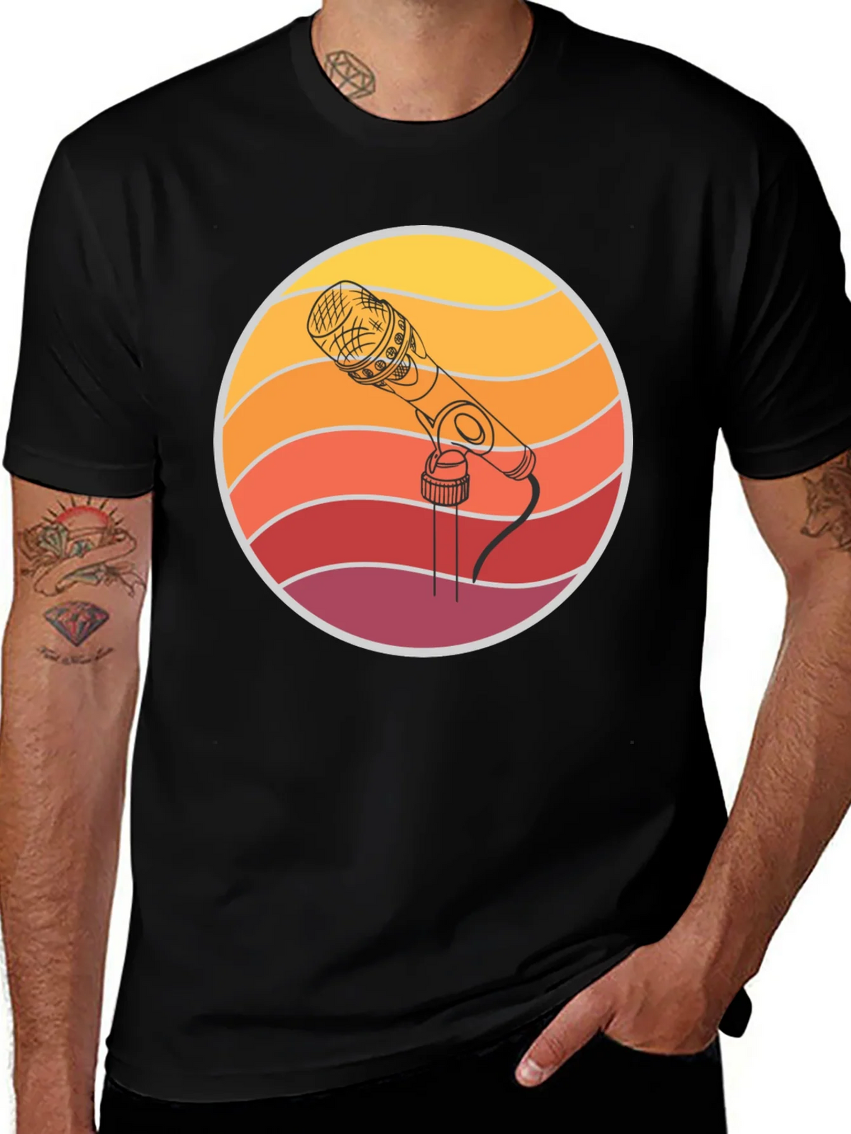 Retro Microphone Graphic Tee - Vintage Style Music T-Shirt product image 1