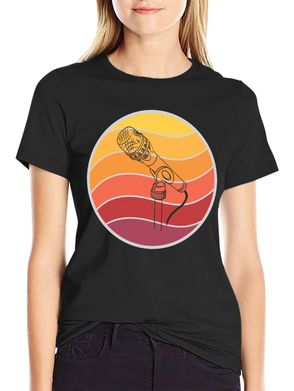 Retro Microphone Graphic Tee - Vintage Style Music T-Shirt product image 2